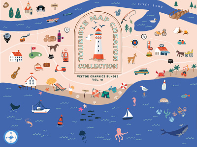 Touristé Map Scenery & Story Creator art cartography city map creative market design drawn flat hand drawn handdrawn icons illustrated illustrated map illustration line art logo map illustration maps travel map vector vintage