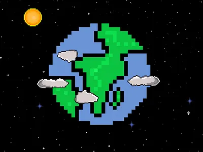 My Pixel Earth <3 art challenge cosmos creative design dribbble earth game game design gaming logo pastel pixel pixel art planets playoff rebound sun ui ux