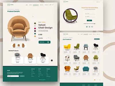 Modern Furniture - Landing Page Design app branding chair landing page chair website design furniture furniture website graphic design landing page mobile screen screen design ui uiux web design web screen webpage website website design website screen websites