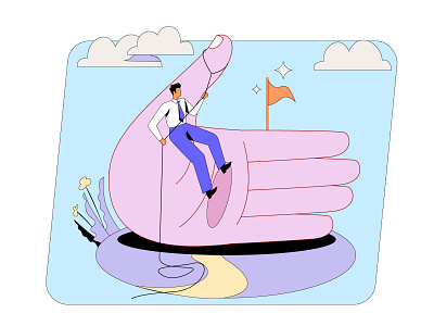 Overcome Barriers 3d animation artwork business conquer design design art drowning flat graphic design hand illustration illustrator landing page line art motion graphics retro ui vector art
