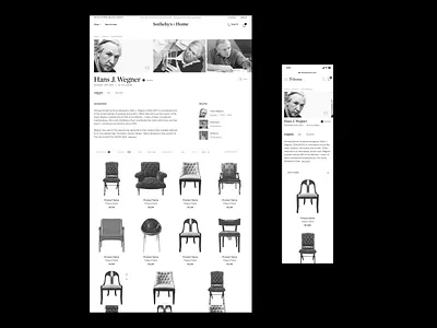 Sotheby's Marketplace - Creator Page clean ecommerce editorial shopping typography website wireframe