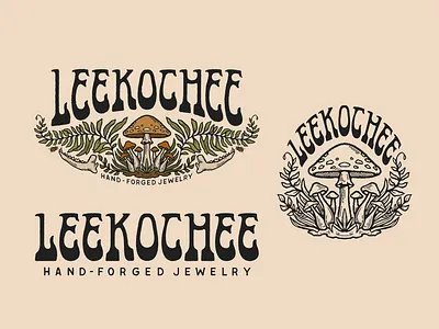 Leekochee Rebrand 70s brand identity branding forest hand lettered hand lettering illustration mushroom procreate retro woods