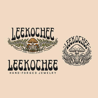 Leekochee Rebrand 70s brand identity branding forest hand lettered hand lettering illustration mushroom procreate retro woods
