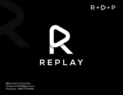 Letter RP Replay Logo | Video Play Button abcdefghijklm black and white branding button colorful logo graphic design identity letter rp logo lettering logo logos mark media media kit media player minimal nopqrstuvwxyz play play logo video logo