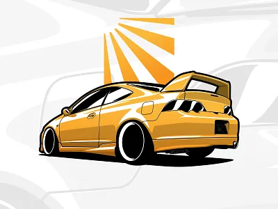 Honda Integra Type R / Acura RSX illustration acura art automotive car car art car drawing car illustration classic design drawing honda illustration integra japan jdm logo rsx typer vector
