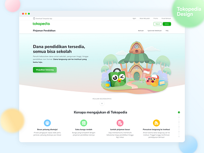 Tokopedia Education Loan - Landing Page app colorful colors design education illustration interface landingpage ui ux web design website