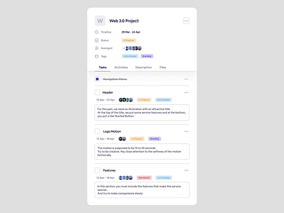 Task Management - Panel adobe after effects design figma motion motion graphics panel task manag task management ui uidesign uiux uix web app panel