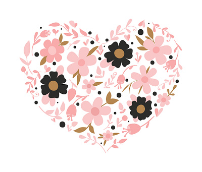 Pink floral heart cute design flower love lovely plant pretty