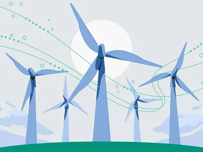 Clean Energy 2d animation light bulbs adobe illustrator after effects blue clean energy climate change design electricity graphic design green energy hand illustration motion graphics plug shapes technology vector wind