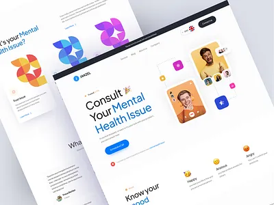 Jakzel - Mental Health Landing Page app clean cleandesign colorfull design mental health pop up ui uidesign user experience userinterface ux