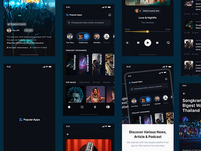 Rebound - Social Media Apps app article artist blog chat concert creator event live livestream mobile music news podcast popular social social media streaming ui ux