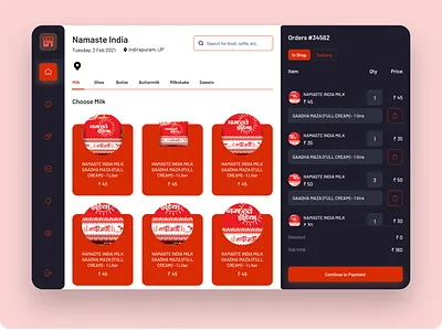 Pos system design for Indian based dairy company dashboard ui ui ux