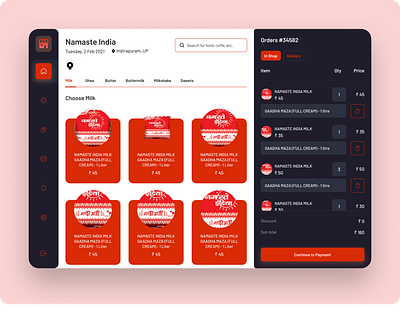 Pos system design for Indian based dairy company dashboard ui ui ux