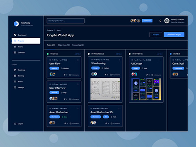 Project Management Dashboard | Dark UI Design analytics b2b clean dashboard design graphic design landing page minimal project management roadmap saas sidebar software task task management ui ui design uidesign ux web app