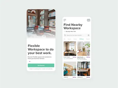Co-Working Space App app design concept design ui
