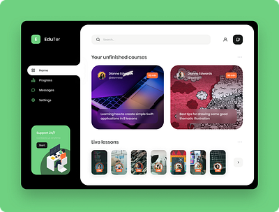Online class dashboard for Indian based Edtech startup dashboard ui ui ux
