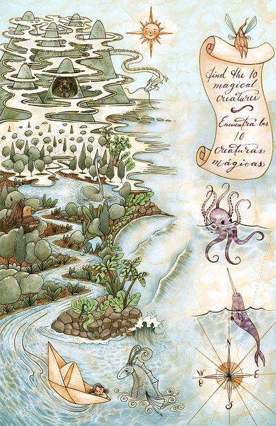 Fantastical Beasts: You can find them. digital digitalwatercolor fantastical guides illustration ipad lettering maps watercolor