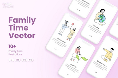 Family Time Character Icons Vector branding business people coupon design design source event event coupon event illustration event source family graphic design illustration logo object people promotion ui ux vector web source