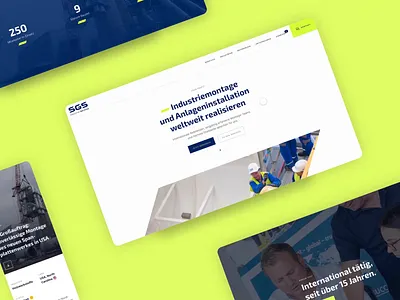 High-Contrast Industrial Web UI/UX Experience / SGS animation blue branding design digital foreward industrial intro lime logo touchpoint ui ux web