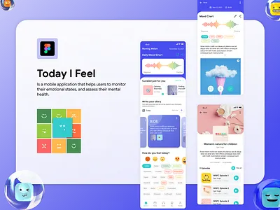 Mood tracking App daily design emoji emotion figma graphic design mobileapp mobileappdesign mobiledesign mood moodtracking tracking ui ui design uiux ux