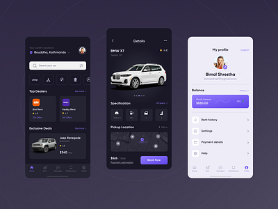 Rental Car App adrian app bmw car cars design designer figma gancarek jeep product rent rental ui uidesign ux web wroclaw wrocław