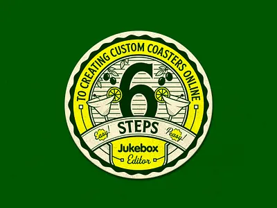 Coaster Illustration badge branding cheers coaster cocktail design drinks halftone illustration illustrator label lime logo olive summer type typography vector vintage