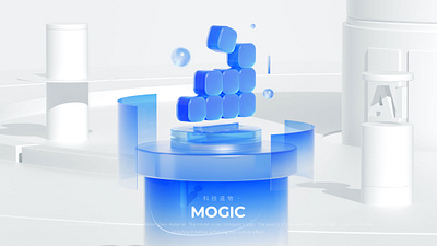 Geometric space 3d 3s architecture around blue c4d cube cylinder display grass information logo oc reflection refraction space structure sub surface scattering technology transparent