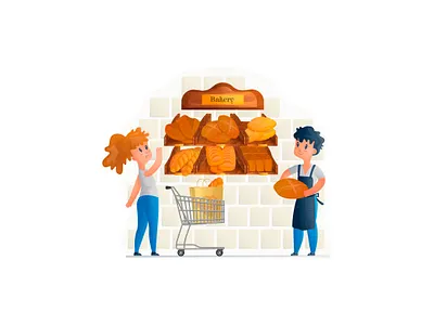 Bread illustration shop vector
