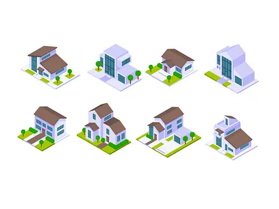 Houses Isometric design graphic design graphics houses illustration isometric minimalism vector