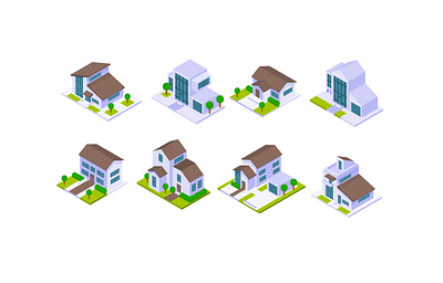 Houses Isometric design graphic design graphics houses illustration isometric minimalism vector