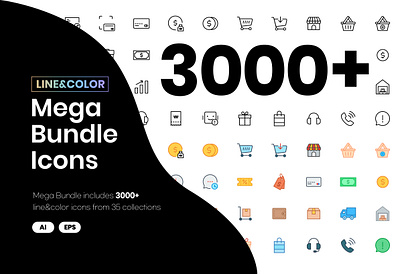 Line&Color Mega Bundle Icons set branding bundle coupon design event event source graphic design icon icon design icon illustration icon set icon vector icons icons set illustration line icon logo promotion ui vector