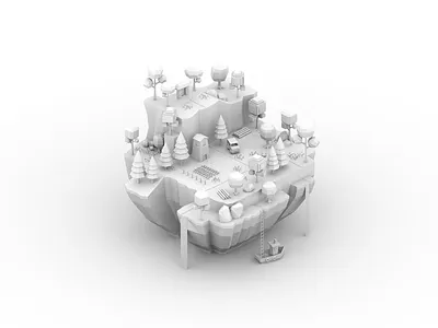 The White Hill 3d blender illustration