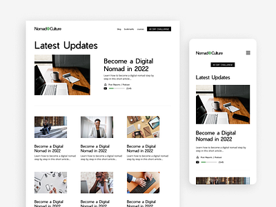 Basic Blog Design for Nomad Culture blog blog page blogging designer figma figma design figma ui design graphic design ui user experience ux web webdesign website design