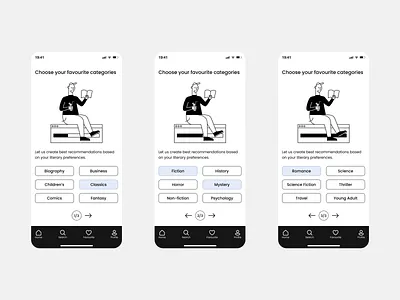 Boook Reader mobile app app black and white books design mobile product reading ui ux