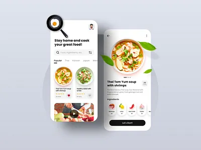 Recipe App app clean cook cooking cooking app design food app ios app minimal minimalist mobile recipe recipe app recipes ui ux