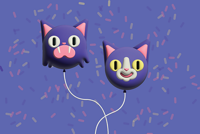 Cat Balloons 3d 3d and materials balloon cat cats celebration character cute design funny happy hissing illustration illustrator kitty party pet pets sassy vector