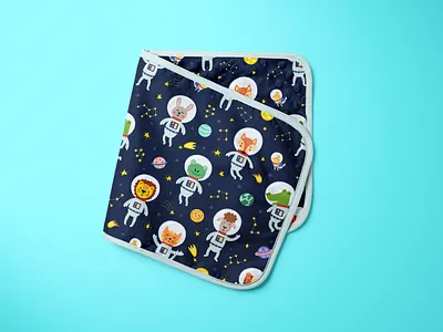 Cute Space Animals Seamless Pattern animals