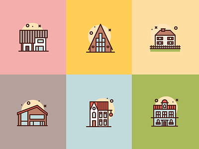 Houses architecture buildings homes house icons illustration
