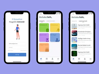 Scoutive Mobile Application Design app branding dashboard design illustration inspiration interface login mobile mobile design navigation news sign up ui ui design ux