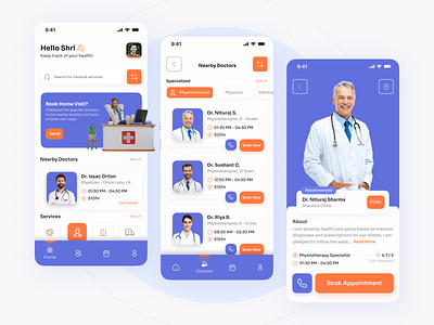 Doctor Home Visit - Application clean clean ui color doctor doctor app doctor visit home visit medic medical medicine minimal mobile ui ui ui design user ux
