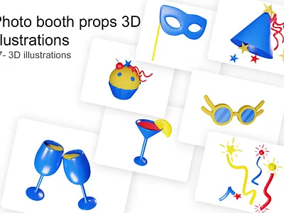 Photo booth props 3d illustrations 3d 3d designs 3d illustration 3d model 3d modeling blender design high quality lowpoly party 3d icon party 3d illustration party icons photo booth ui