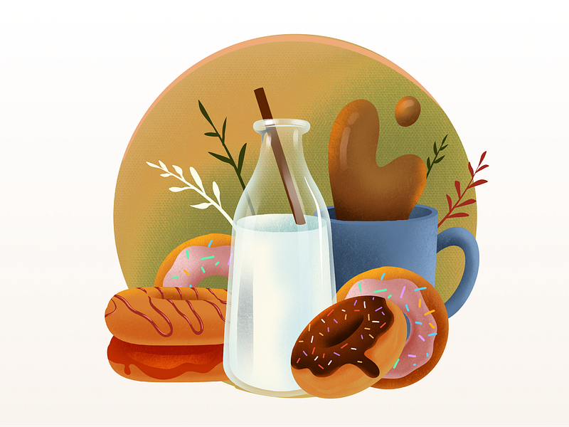 Milk with Donut Illustration abstract art artwork branding creative design digital art drawing graphic design illustration illustrator mobile modern process illustration simple illustration ui ux vector vector illustration visual illustration