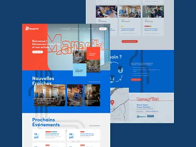 Manag'Est - Professional Training Platform art direction blue cards colorful design site diagram evaluating home page landing landing page learning nature pattern red roots self improvement ui ux web site webdesign