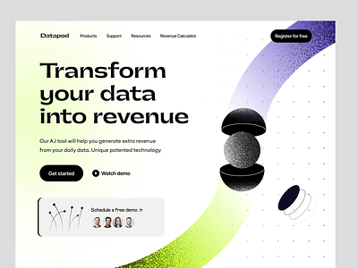 datapod analytics: ai website design analytics data design earnings fintech futuristic identity landing page minimal modern revenue startup ui web webflow webflow saas