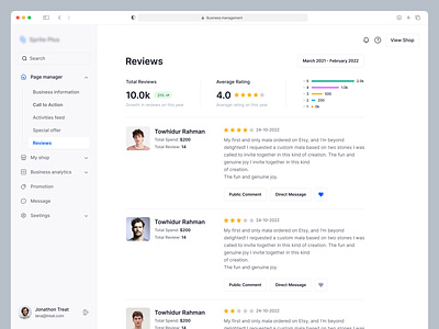 Customers Review - Ecommerce Dashboard admin panel app customers dashboard ratings review management reviews sass ui ux webapp website
