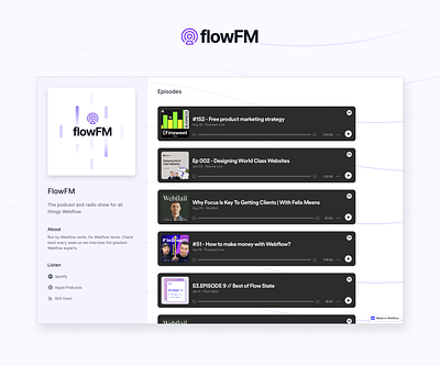 flowFM - One Page Podcast Website one page podcast ui webflow website