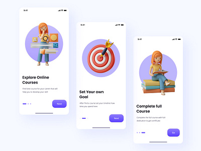 Onboarding Education Apps 3d app design design ios app design login screen minimal mobile design mobile ui onboarding onboarding illustration sign in sign up splash screen uiux user interface welcome