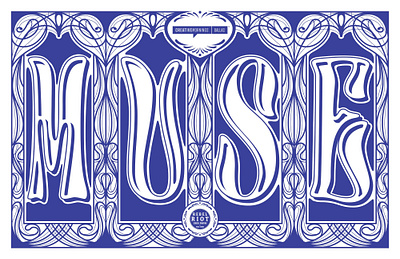 Muse art nouveau hand lettering lettering mucha screenprint