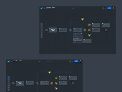 BPMN Editor UI / WIP #4 / Dark Mode app application bpmn bpmn editor canvas clean dark darkmode design editor grid layout mode modeling process tool uidesign uiux userinterface