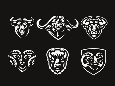 horned / Royalty-free bison buffalo bull logo ram